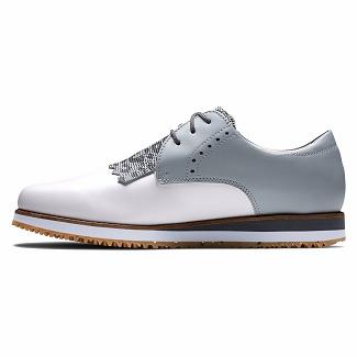 Women's Footjoy Sport Retro Spikeless Golf Shoes White/Light Grey NZ-350948